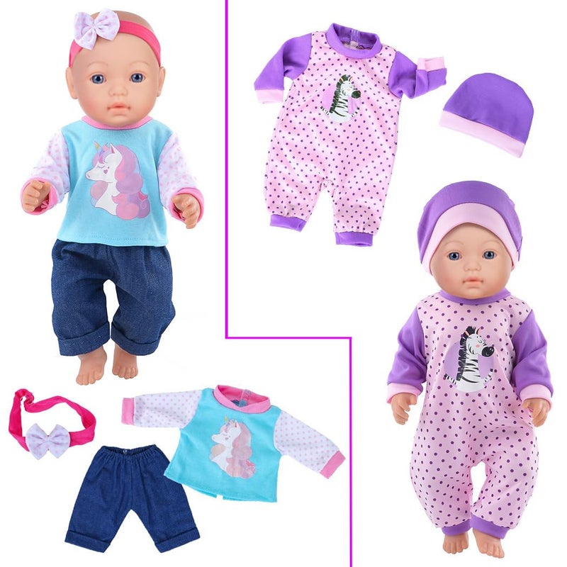 ibayda 10 Sets Doll Clothes Accessories Play Set Include Rompers Outfits for 14-16 inch Dolls and 43cm/17 inch New Baby Dolls (No Doll) - Image 4